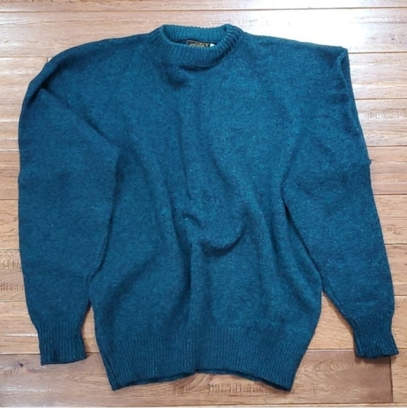 Eddie Bauer vintage 80s wool XL Tall sweater Men's Crewneck Sweater in Teal